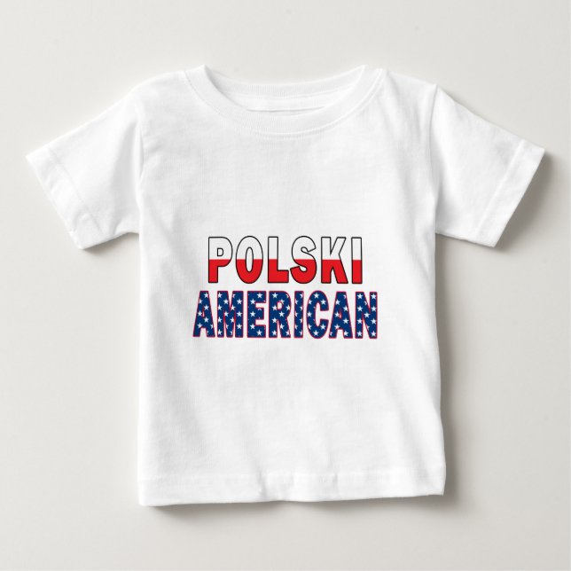 Camiseta Para Bebê Polski American Flag (Frente)