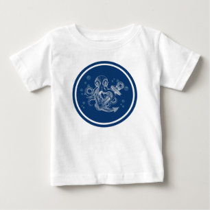 Camiseta Para Bebê Polvo com Âncora