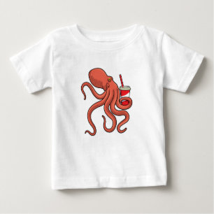Camiseta Para Bebê Polvo com Bebida