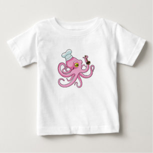 Camiseta Para Bebê Polvo cozido com colher de madeira