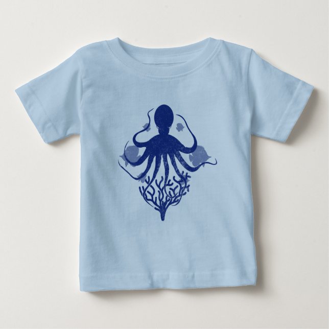 Camiseta Para Bebê Polvo (fundo claro) (Frente)