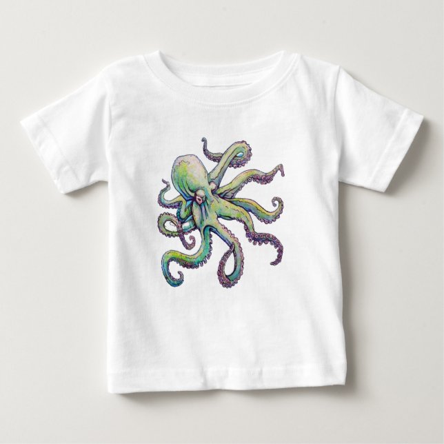 Camiseta Para Bebê polvo marinho T-Shirt (Frente)
