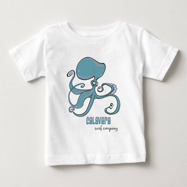 Camiseta Para Bebê Polvo - miúdos do Co. do surf de Calavera (Frente)