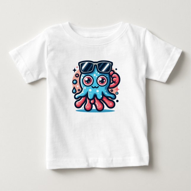 Camiseta Para Bebê Polvo Splashy (Frente)