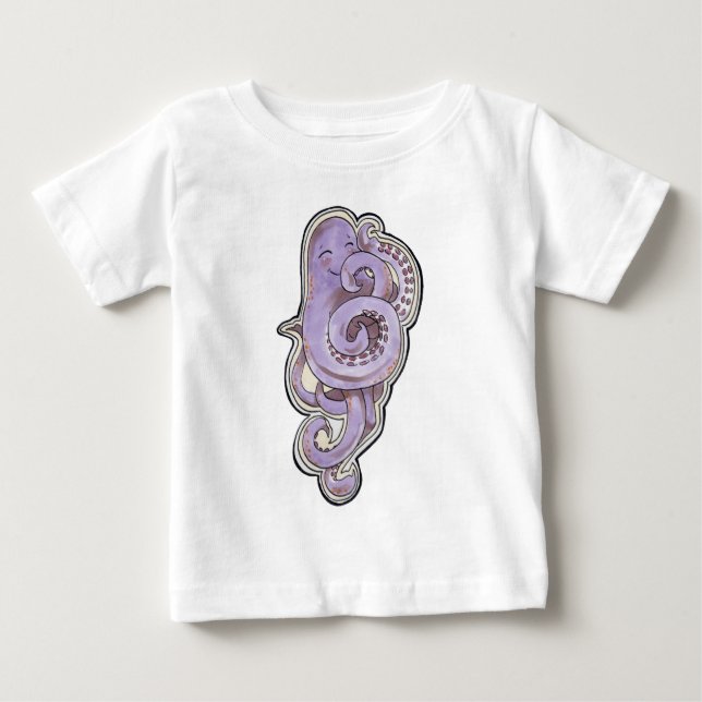Camiseta Para Bebê Polvo tímido (Frente)