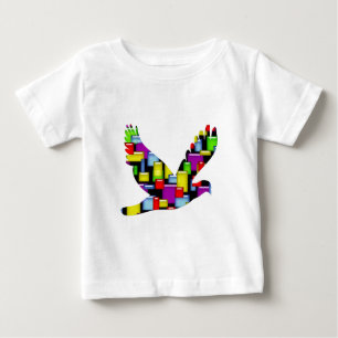 Camiseta Para Bebê pomba mosaica