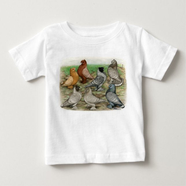 Camiseta Para Bebê Pombos Clássicos Lacrados Blondinetes (Frente)
