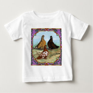 Camiseta Para Bebê Pombos Ingleses Atalhados