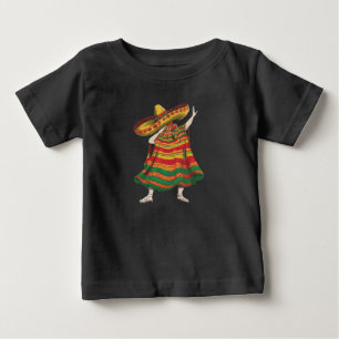 Camiseta Para Bebê Poncho Mexicano Dabbing Cinco De Mayo Festa