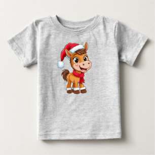 Camiseta Para Bebê Pônei de desenho animado fofo com chapéu e cacheco