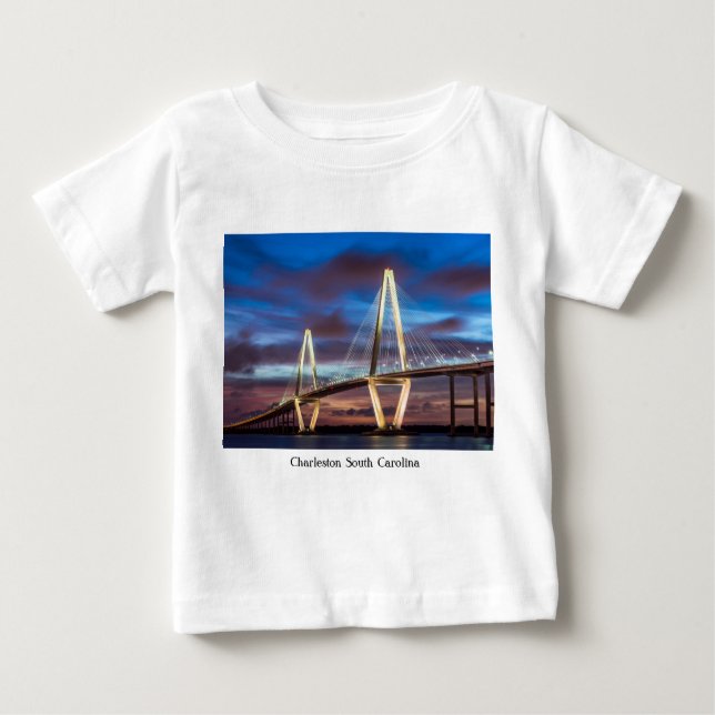 Camiseta Para Bebê Ponte Arthur Ravenel À Noite (Frente)