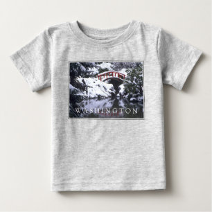 Camiseta Para Bebê Ponte da Lua e Lagoa no Inverno   Seattle, Washing
