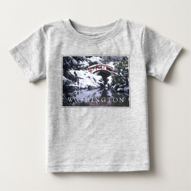 Camiseta Para Bebê Ponte da Lua e Lagoa no Inverno | Seattle, Washing (Frente)