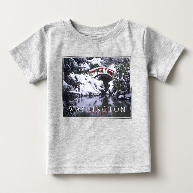 Camiseta Para Bebê Ponte da Lua e lixeira no inverno | Seattle, Washi (Frente)