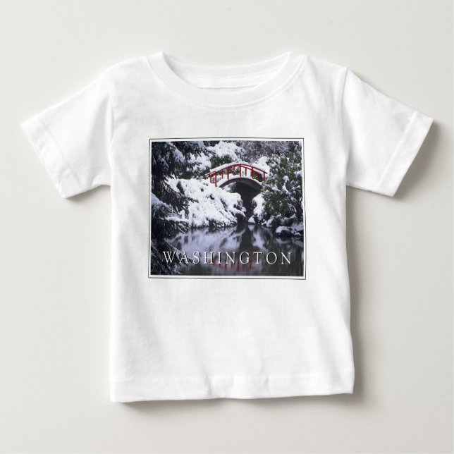 Camiseta Para Bebê Ponte da Lua e lixeira no inverno | Seattle, Washi (Frente)