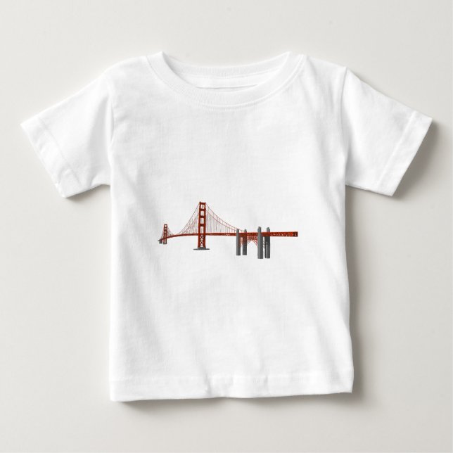 Camiseta Para Bebê Ponte da porta do ouro: Modelo 3D: (Frente)