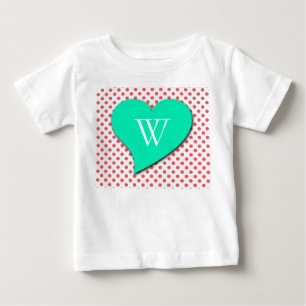 Camiseta Para Bebê Ponto-Monograma cor-de-rosa coral da polca por