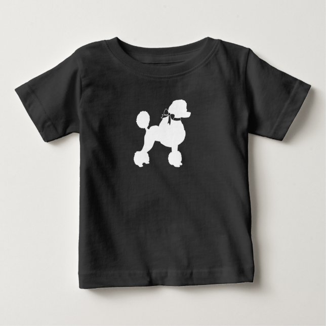 Camiseta Para Bebê Poodle Chá de fraldas de Cachorro Cinza (Frente)