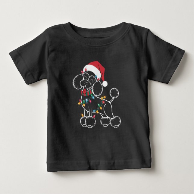 Camiseta Para Bebê Poodle Christmas (Frente)
