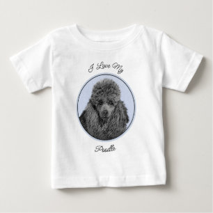 Camiseta Para Bebê Poodle Painting Miniature Toy Black