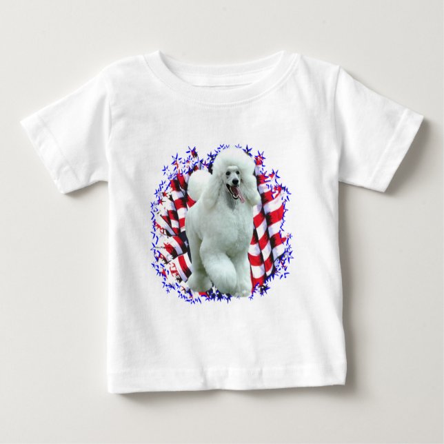Camiseta Para Bebê Poodle (wht) Patriot (Frente)
