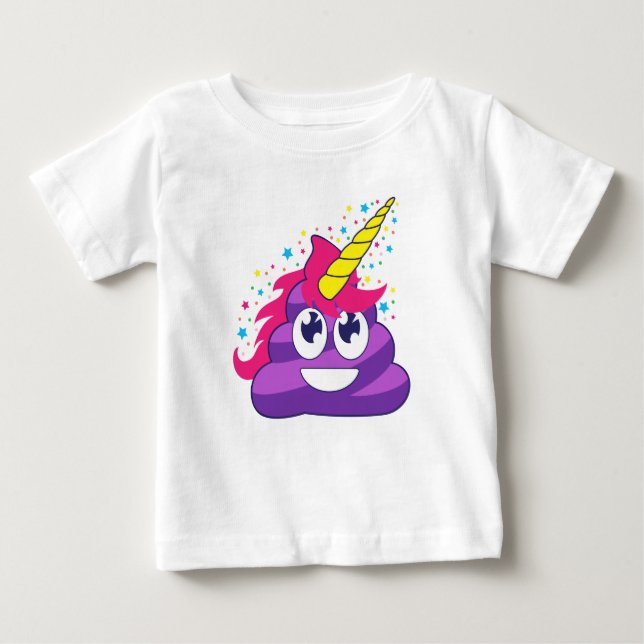 Camiseta Para Bebê Poopy Unicorn Emoji (Frente)