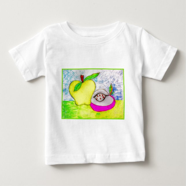 Camiseta Para Bebê Pop Art Apple Criança Organic Creeper (Frente)