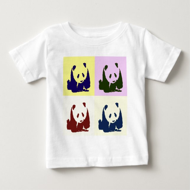 Camiseta Para Bebê Pop Art Baby Pandas (Frente)