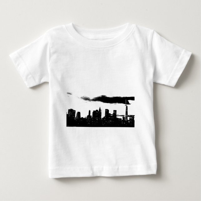 Camiseta Para Bebê Pop Art Black White NYC Nova Iorque (Frente)