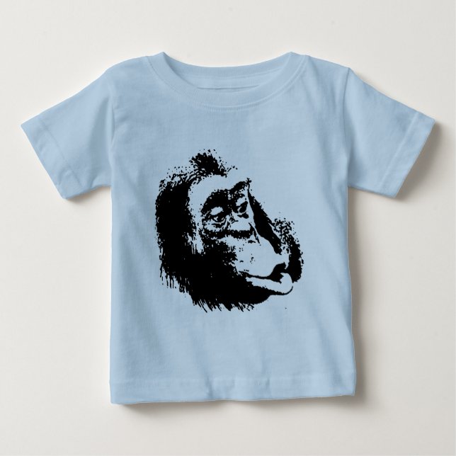 Camiseta Para Bebê Pop Art Funny Chimpanzé (Frente)