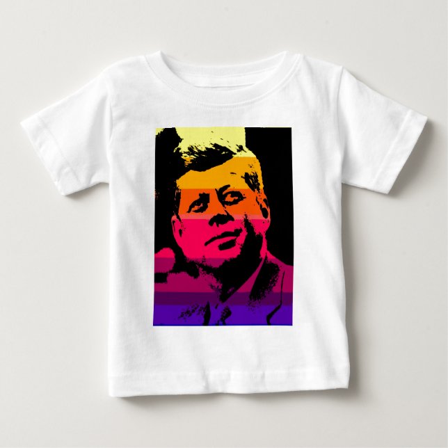 Camiseta Para Bebê Pop Art Jack JFK John F. Kennedy (Frente)
