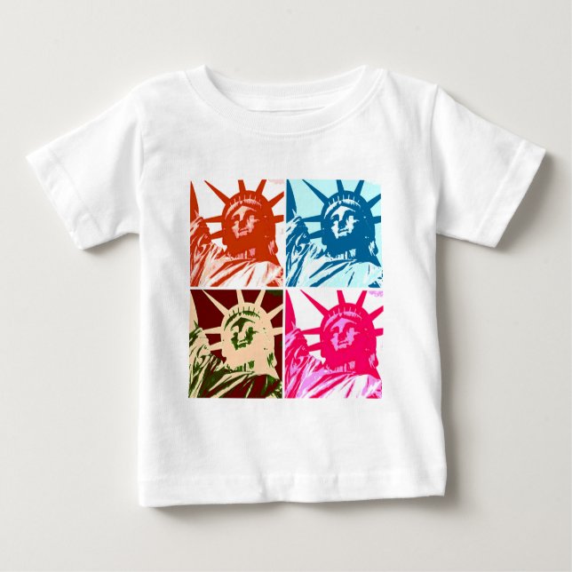 Camiseta Para Bebê Pop Art Lady Liberty Nova Iorque (Frente)