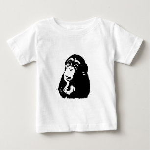 Camiseta Para Bebê Pop Art Pensando Chimpanzé