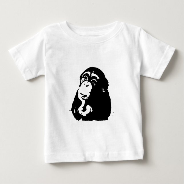 Camiseta Para Bebê Pop Art Pensando Chimpanzé (Frente)
