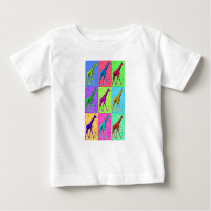 Camiseta Para Bebê Pop Art Popart Walking Girafa Multicolorido