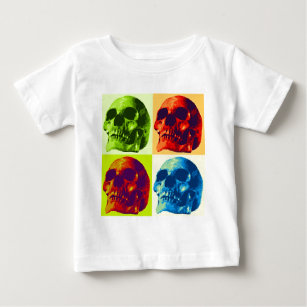 Camiseta Para Bebê Pop Art Skull