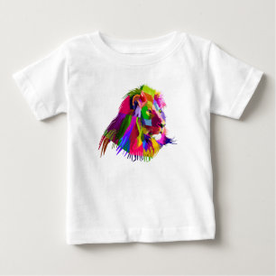 Camiseta Para Bebê Pop de Arte Prismática de Leão-62502