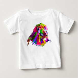 Camiseta Para Bebê Pop de Arte Prismática de Leão-62502