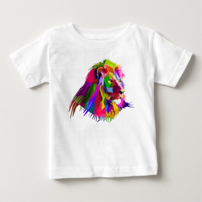 Camiseta Para Bebê Pop de Arte Prismática de Leão-62502 (Frente)