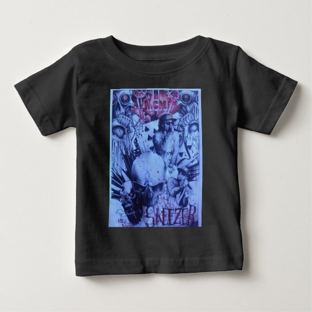 Camiseta Para Bebê Pop Músicos Impressão de Arte Roxo Azul (Frente)