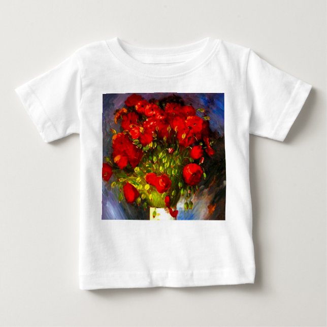 Camiseta Para Bebê Poppies Vermelhos Van Gogh (Frente)