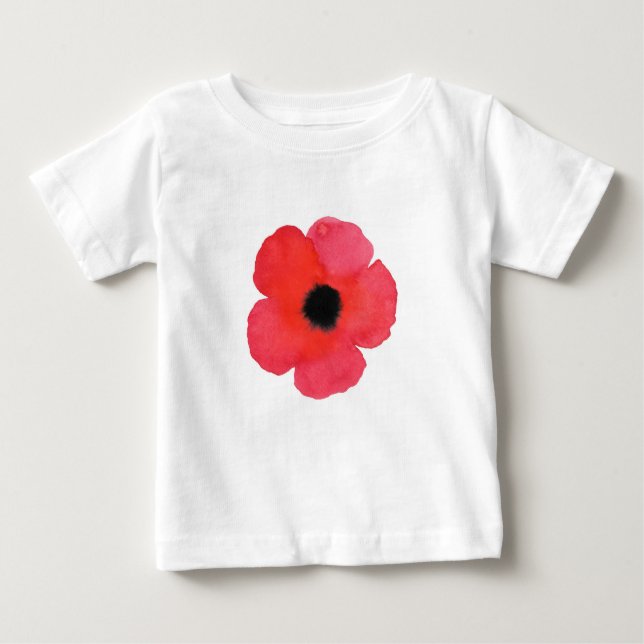 Camiseta Para Bebê Poppy Red Watercolor (Frente)