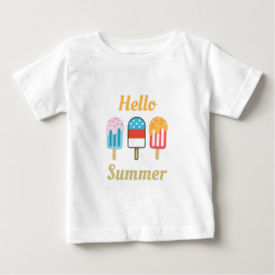 Camiseta Para Bebê Popsicle Hello Summer T-Shirt
