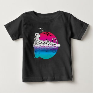 Camiseta Para Bebê Pôr do Sol Branco Tigre