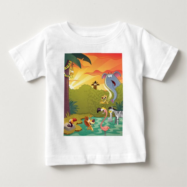 Camiseta Para Bebê Pôr-do-sol no furo de água (Frente)