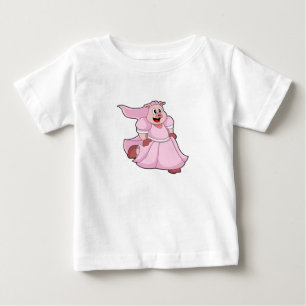 Camiseta Para Bebê Porca como Noiva com Vestido de Noiva