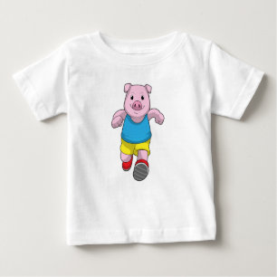 Camiseta Para Bebê Porco como Executante em Execução