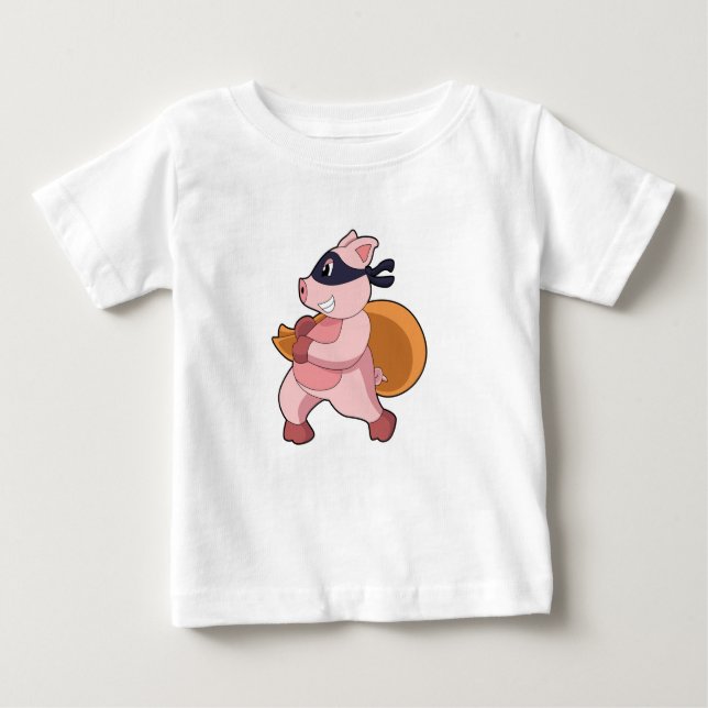 Camiseta Para Bebê Porco como Runner (Frente)