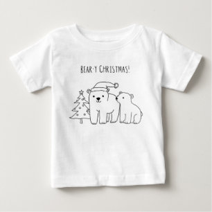 Camiseta Para Bebê Porco de Natal De Ursos Polares Bonitos Desenhados
