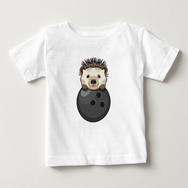 Camiseta Para Bebê Porco na Boliche com Bola de boliche (Frente)